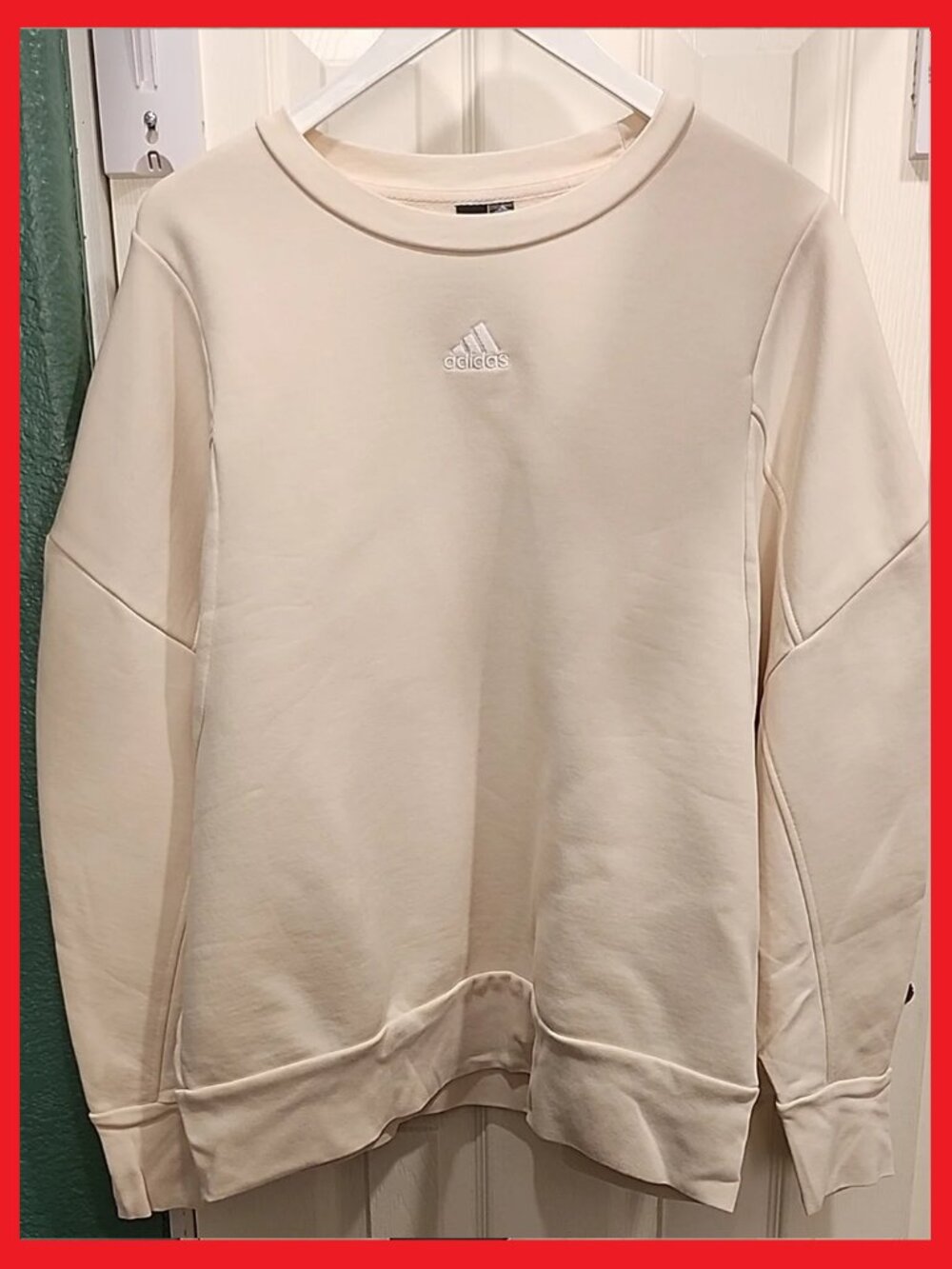 adidas Men’s Cream Crewneck Sweatshirt with Chest Logo